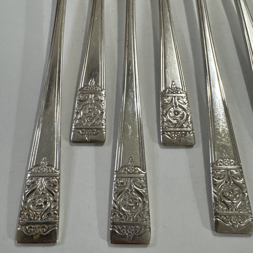 Set of 8 Iced Tea Spoons - Inauguration Pattern Silverplate National Silver - Picture 5 of 7